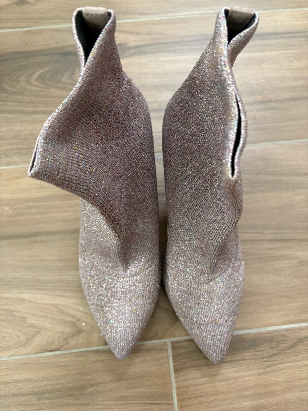 Gianni Bini Women's Sparkle Pointed Toe Sock Boot Pink Size 6 - Used